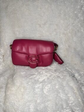 Coach Pebbled Leather Shoulder Bag in Raspberry